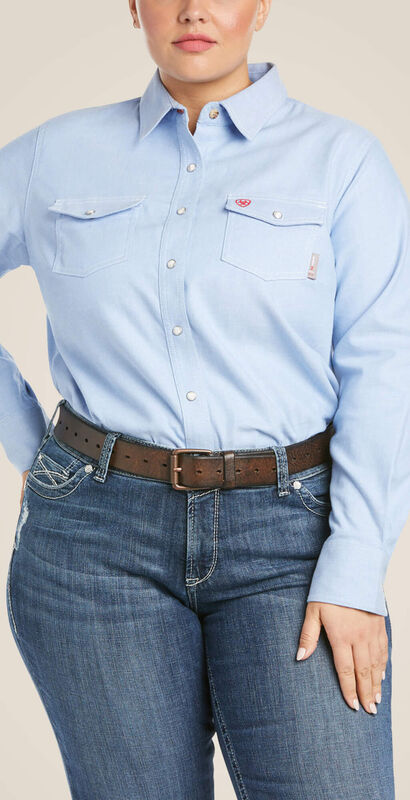 FR Solid DuraStretch Snap Work Shirt Front Plus